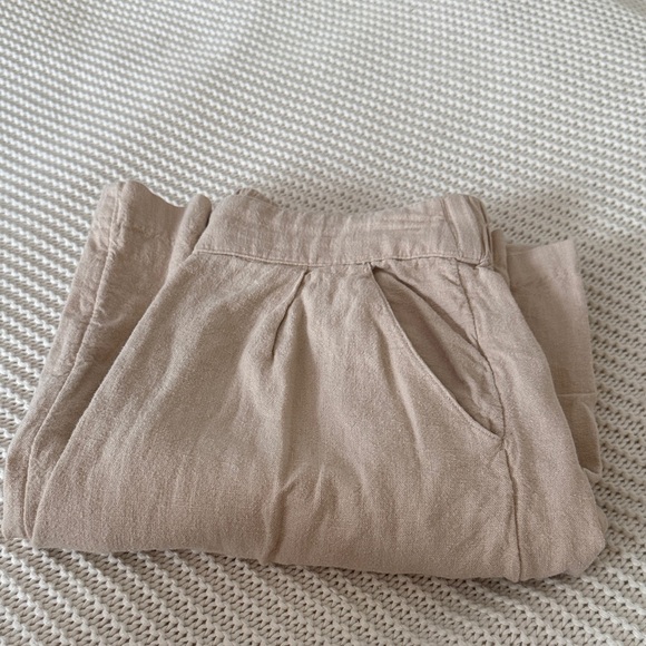 Abercrombie & Fitch Light Brown Linen-Blend Pull-On Wide Leg Pants - Picture 9 of 10